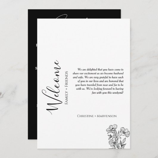 Moderne Hochzeitsempfang & Reiseroute Wochenende Einladung (Vorne/Hinten)