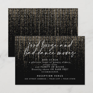 Moderne Hochzeitsempfangs-Champagne-Glitter Einladung