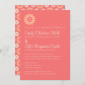 Moderne Hochzeitsempfehlung für Coral & Peach Einladung (Vorne/Hinten)