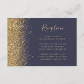 Moderne Hochzeitsempfehlung für Dunkelblau-Gold-Gl Begleitkarte (Vorderseite)
