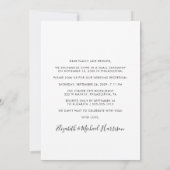 Moderne Hochzeitsempfehlung für Foto Einladung (Rückseite)