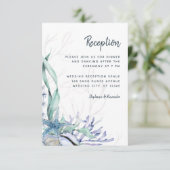 Moderne Hochzeitsempfehlung für Ocean Beach Blue Begleitkarte (Stehend Vorderseite)