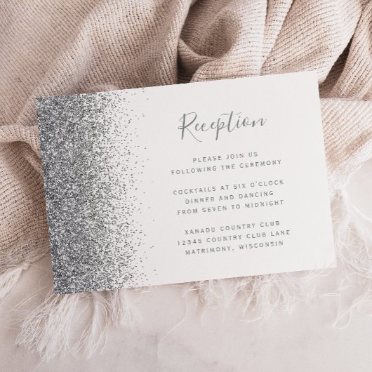 Moderne Hochzeitsempfehlung für White Silver Glitz Begleitkarte