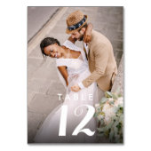 Moderne Hochzeitsempfehlung im eleganten Foto Tischnummer (Vorderseite)