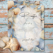 Moderne Hochzeitsempfehlung im tropischen Seashell Begleitkarte