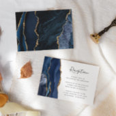 Moderne Hochzeitsempfehlung mit Blue Gold Agate Begleitkarte