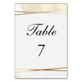 Moderne Hochzeitsempfehlung mit Gold und Creme Tischnummer (Vorderseite)