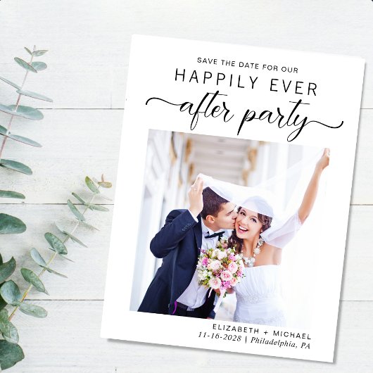 Moderne Hochzeitsempfehlung Save the Date für Foto Ankündigungspostkarte