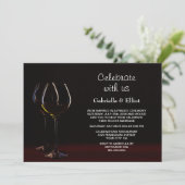 Moderne Hochzeitsempfehlung Schwarzer Wein Party Einladung (Stehend Vorderseite)