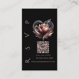 Moderne Hochzeitserie RSVP QR Code-Blush-Rose mit Visitenkarte