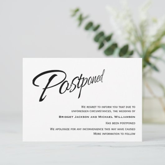 Moderne Hochzeitserklärung aufgeschoben Save The Date (Stehend Vorderseite)