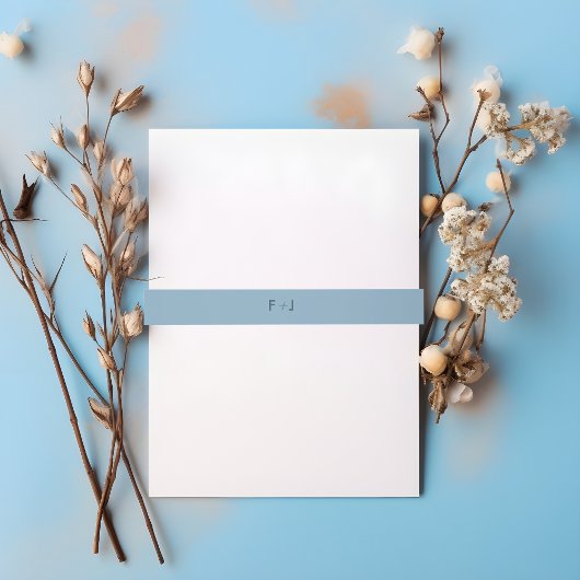 Moderne Hochzeitseröffnungsband | Babyblau Einladungsbanderole