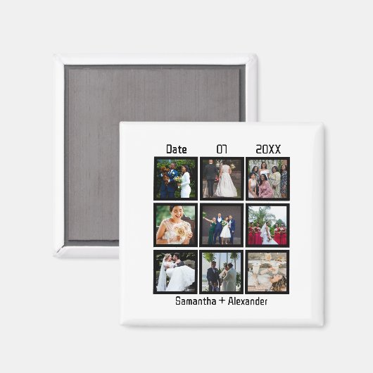 Moderne Hochzeitsfeier 9 FotoCollage Magnet (Vorderseite/Rückseite)