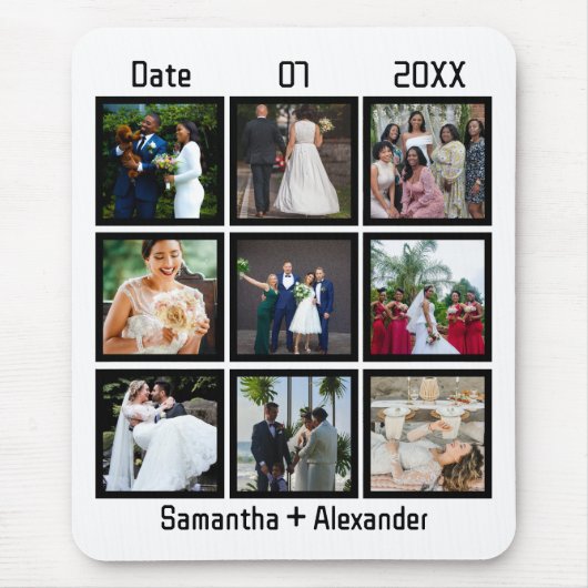 Moderne Hochzeitsfeier 9 FotoCollage Mousepad (Vorne)