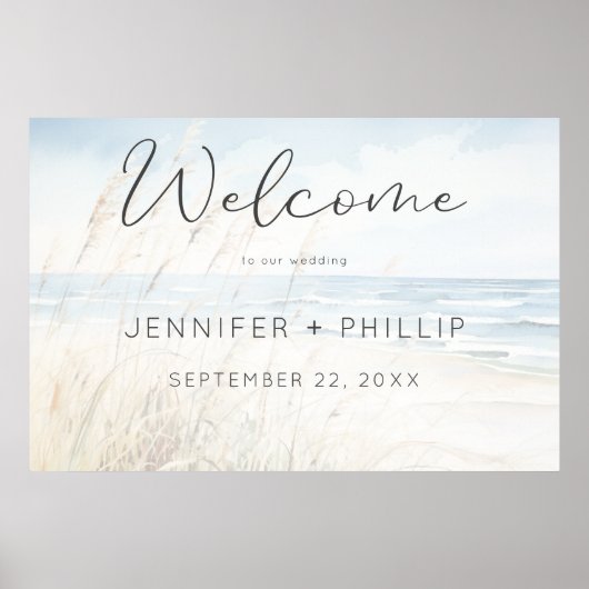 Moderne Hochzeitsfeier am Meer Poster (Vorne)