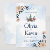 Moderne Hochzeitsfeier am Strand, tropische Hochze Einladung (Vorne/Hinten)