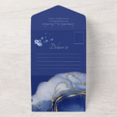 Moderne Hochzeitsfeier aus blauem Marmor All In One Einladung (Außenbereich)