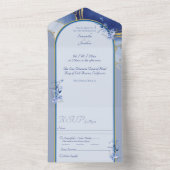 Moderne Hochzeitsfeier aus blauem Marmor All In One Einladung (Innen Boden)