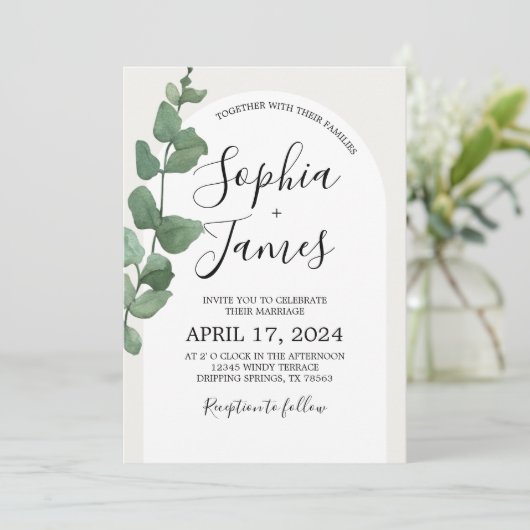 Moderne Hochzeitsfeier Einladung (Stehend Vorderseite)