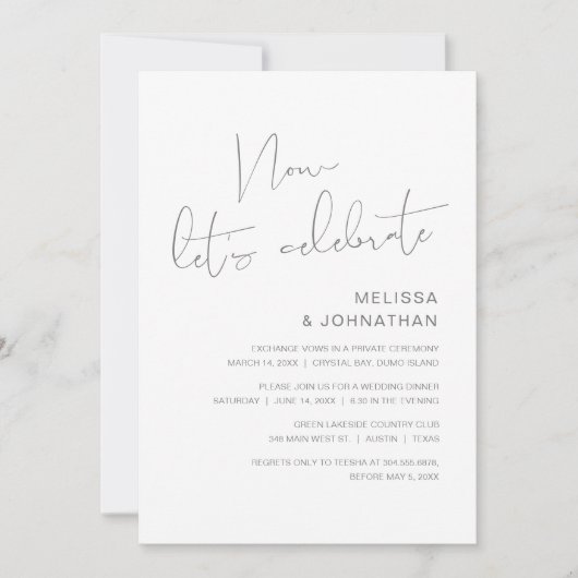 Moderne Hochzeitsfeier, feiern wir Invi Einladung (Vorderseite)