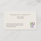 Moderne Hochzeitsfeier für LIEBEN Visitenkarte (Vorderseite)