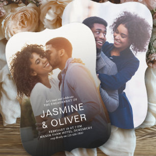 Moderne Hochzeitsfeier für Vollblut-Verlobung-Foto Einladung