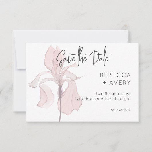 Moderne Hochzeitsfeier in Aquarellfarbe Rosa Save The Date (Vorderseite)