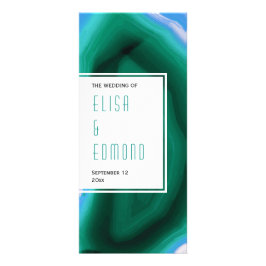 Moderne Hochzeitsfeier in Grün und Blau Werbekarte