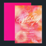 Moderne Hochzeitsfeier in Rosa und Orange Einladung<br><div class="desc">Diese moderne Hochzeitseinladung besticht durch ein elegantes Rosa- und Orangendesign mit einem lebendigen,  trendigen Farbschema aus heiß rosa und orange. Eine lustige Sommerhochzeit mit einem warmen,  rosa und orangefarbenen Aquarell mit weißer Schrift.</div>