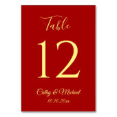 Moderne Hochzeitsfeier in Rot-Chinesisch-Tischnumm Tischnummer (Vorderseite)