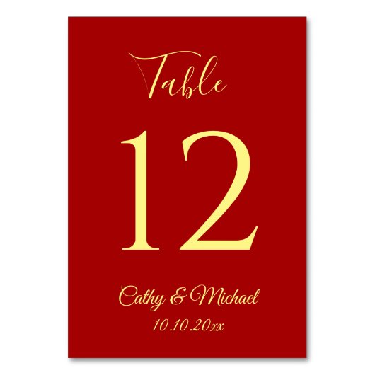 Moderne Hochzeitsfeier in Rot-Chinesisch-Tischnumm Tischnummer (Vorderseite)