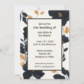 Moderne Hochzeitsfeier in Schwarz-Gelb-Wildblume Einladung (Vorderseite)