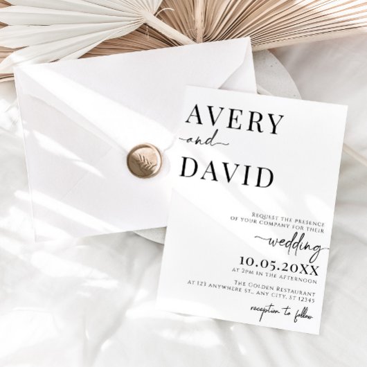 Moderne Hochzeitsfeier Minimalistisches Foto Einla Einladung