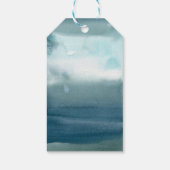 Moderne Hochzeitsfeier mit blauem Wasser Geschenkanhänger (Rückseite)