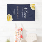 Moderne Hochzeitsfeier mit blauen Gelben Rosen Beg Banner (Insitu)