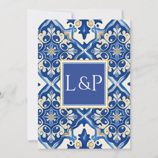 Moderne Hochzeitsfeier mit blauer Ästhetik Einladung (Rückseite)