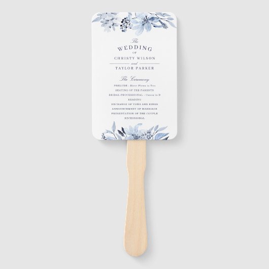 Moderne Hochzeitsfeier mit blauer Flora Fächer (Vorderseite)