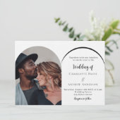 Moderne Hochzeitsfeier mit Foto Einladung (Stehend Vorderseite)
