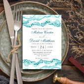 Moderne Hochzeitsfeier mit hellblauem Marmor Save The Date