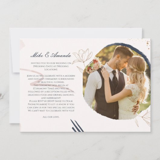 Moderne Hochzeitsfeier mit individueller Note Einladung (Vorderseite)