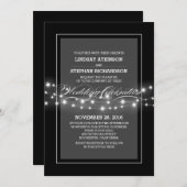 Moderne Hochzeitsfeier mit schwarzen Lichtern Einladung (Vorne/Hinten)