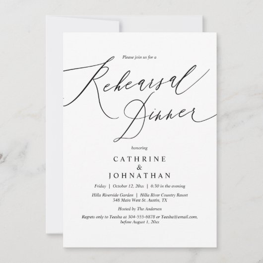 Moderne Hochzeitsfeier Probe Einladung (Vorderseite)