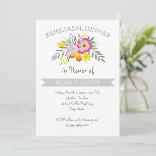 Moderne Hochzeitsfeier Probe Rosa Einladung (Stehend Vorderseite)