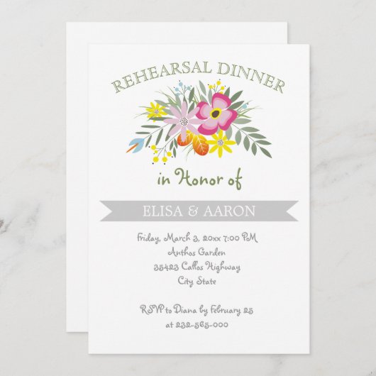 Moderne Hochzeitsfeier Probe Rosa Einladung (Vorne/Hinten)