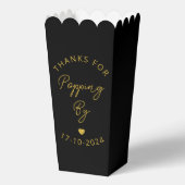 Moderne Hochzeitsfeier schwarz-goldenes Popcorn Geschenkschachtel (Rückseite)