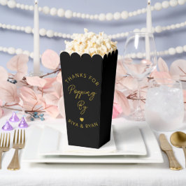 Moderne Hochzeitsfeier schwarz-goldenes Popcorn Geschenkschachtel