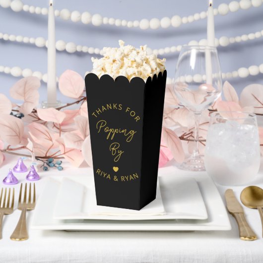 Moderne Hochzeitsfeier schwarz-goldenes Popcorn Geschenkschachtel (Hochzeit)