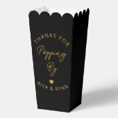 Moderne Hochzeitsfeier schwarz-goldenes Popcorn Geschenkschachtel (Vorderseite)