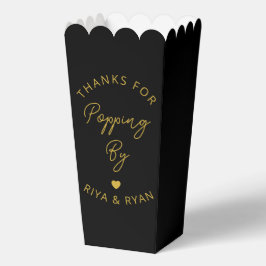 Moderne Hochzeitsfeier schwarz-goldenes Popcorn Geschenkschachtel