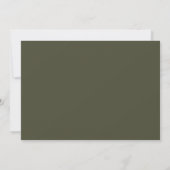 Moderne Hochzeitsfeier und Abendessen, Olive Green Einladung (Rückseite)